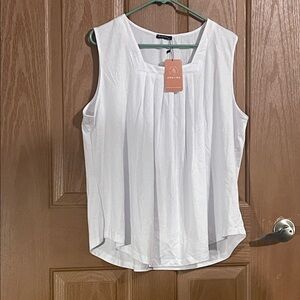 Adrienne Classic White Sleeveless Top
